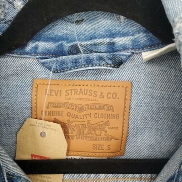 Levi's Limited Edition Rare Shrink to Fit Bathtub Cartoon Denim Trucker Jacket S - Picture 3 of 6